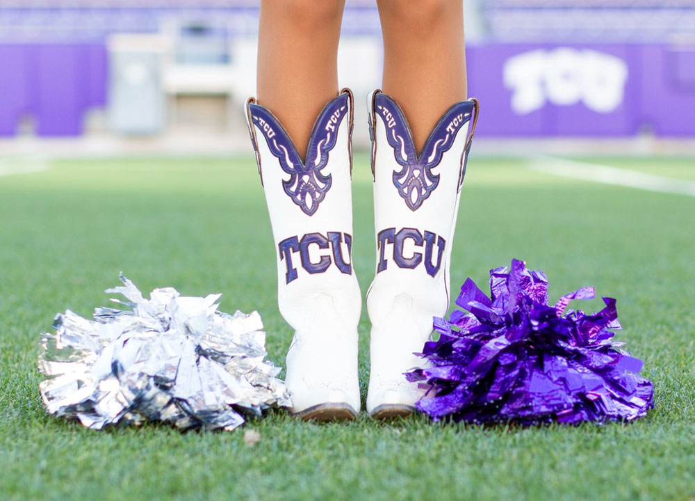 TCU Showgirls boots and poms